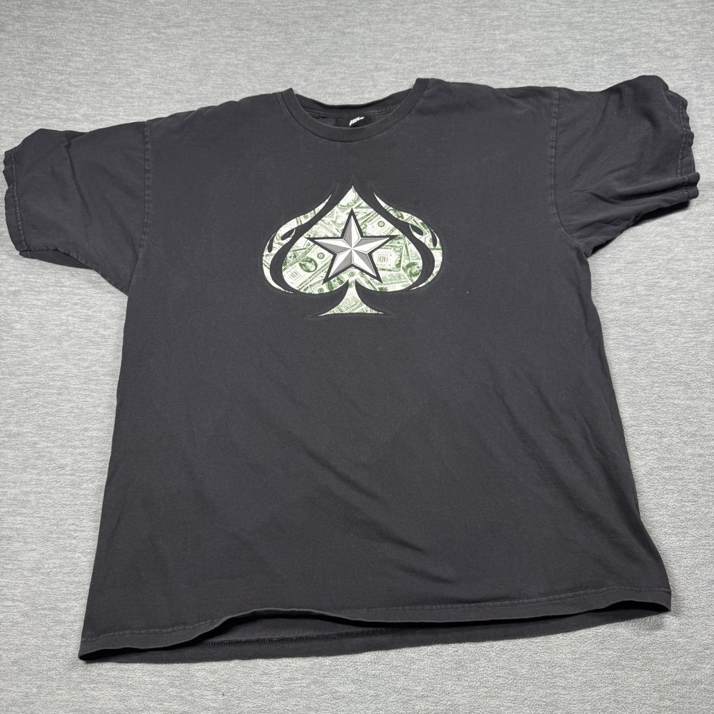 No Fear T-Shirt Men XL Black Spade‎ Money Cash Graphic Star Logo Streetwear Tee